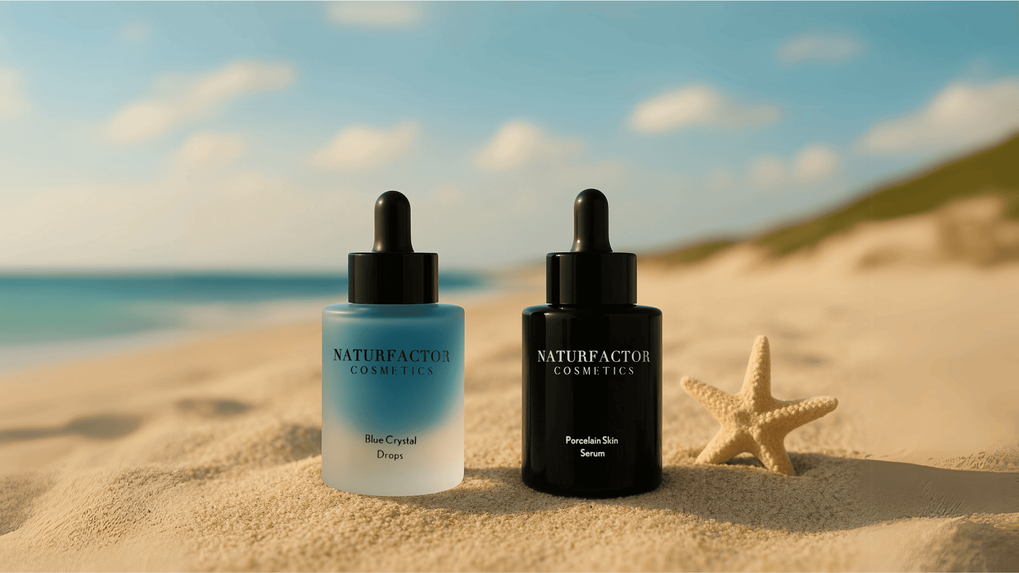 The Perfect Duo at the beach with a seastar Desktop Banner